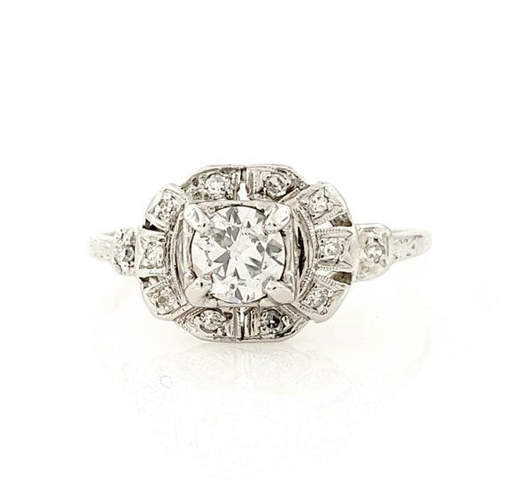 Antique Platinum Deco Engagement Ring - Art Deco … - image 1