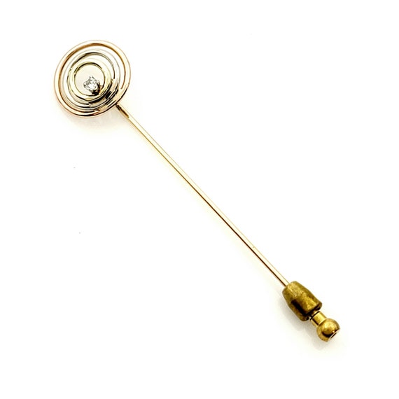 Vintage Gold and Diamond Stickpin, 3 Tone Gold, T… - image 2