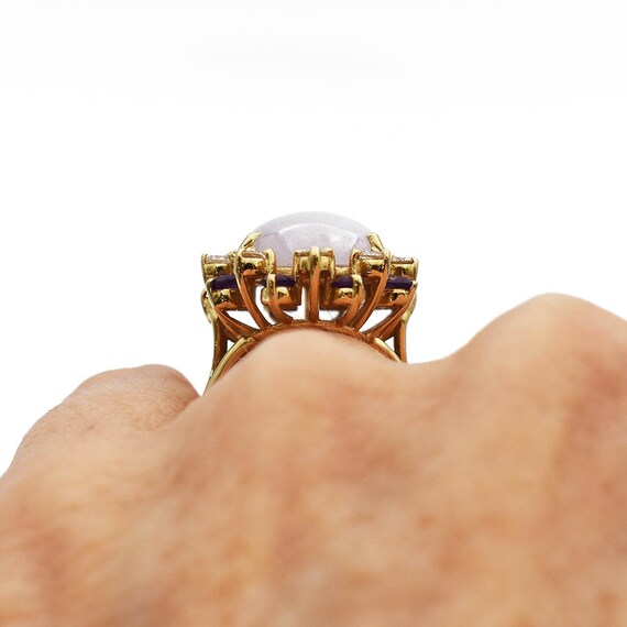 Lavender Jade Amethyst Diamond Ring, 14k Yellow G… - image 8