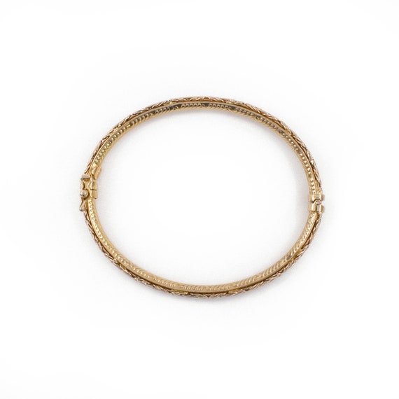 Hinged Bangle Bracelet, 14k Yellow Gold, Safety C… - image 5