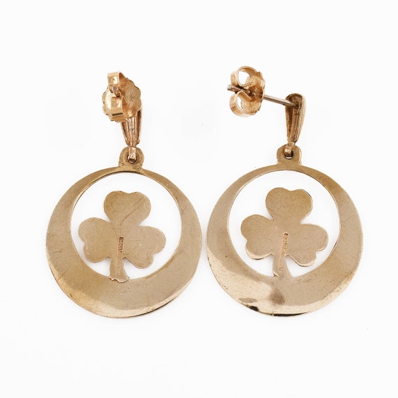 Shamrock Dangle Earrings - Post, Clover, Irish, G… - image 3