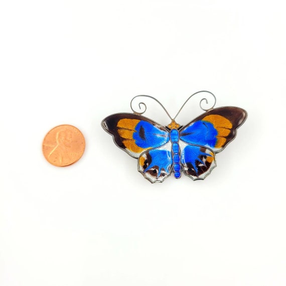 David Andersen Enameled Butterfly Pin Brooch, Ste… - image 2