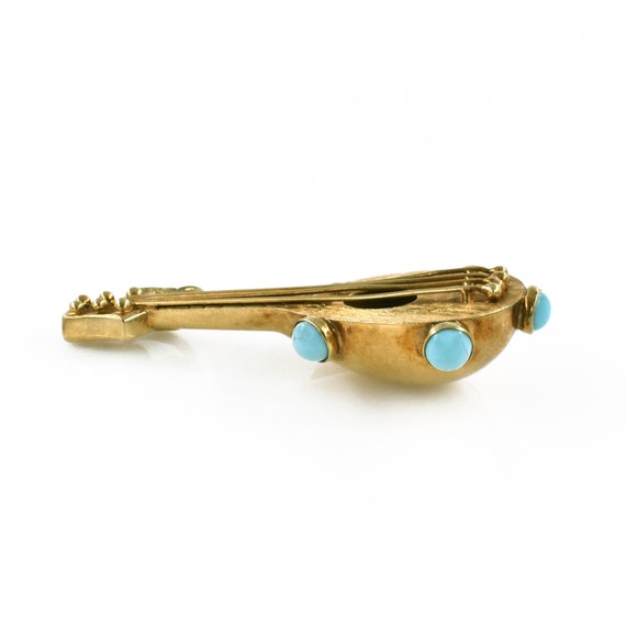 Lute Pendant with Turquoise Accents 14k Yellow Go… - image 4