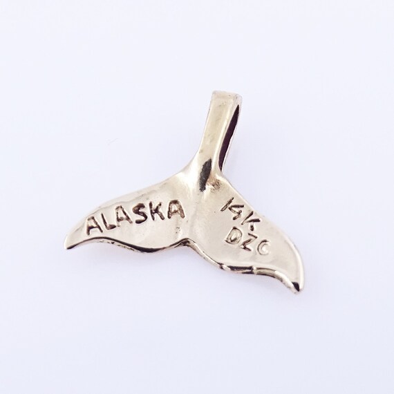 14K Gold Whale Tail Charm Alaska 