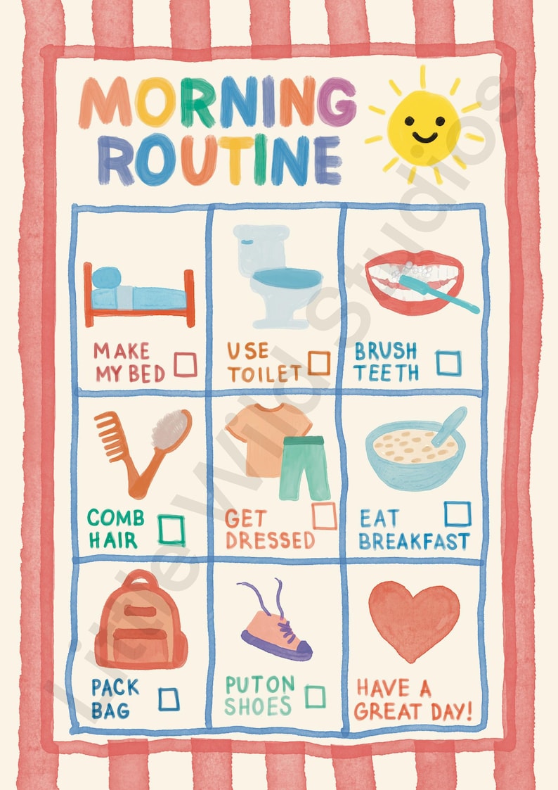 Morning Routine For Children Morning Routine Chart for Kids – Printable Visual Schedule | Fun Daily ...