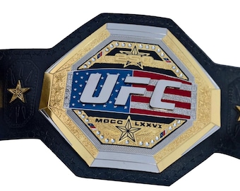 Réplica del cinturón de campeón UFC Freedom Legacy 250 / Latón chapado en oro de 2 mm / Correa de cuero de vaca / Envío libre de impuestos