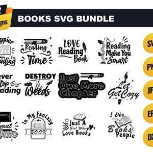 Reading Bundle 12  designs SVG, Floral books svg, Book lover svg bundle, Books bundle svg, Pile of books bundle svg, Book dragon svg