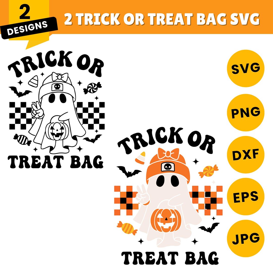 Halloween Trick or Treat Bag SVG Bundle: 2 Designs (digital Download ...