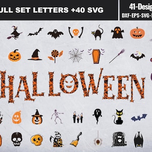 Halloween Doodle letters BUNDLE with Clip Art PNG Files, Make your own Name, Doodle Alpha Bundle, Halloween Clipart Alphabet Doodle Set PNG