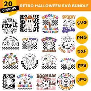 Retro Halloween SVG PNG Bundle, Halloween SVG Bundle, Halloween SVG, Halloween SVG, süße Geist SVG, gruselige Saison SVG, T-Shirt svg, Cricut, Silhouette