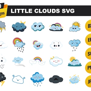 Cloud Svg Bundle, Cloud Outline Svg, Cloud Clipart, Cloud Png Bundle, Cloud Cricut, Cloud Vector,Silhouette,Cloud Cut Files,Instant Download