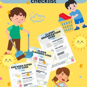 Editable Kids Room Cleaning Checklist, Children's Chore Chart, Printable Room Checklist, Kids Organization, Kids Daily Responsibilities