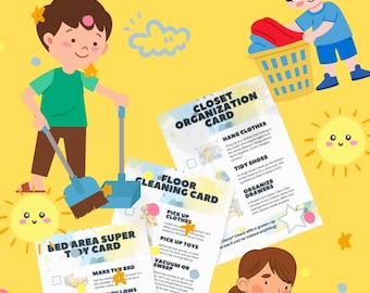 Lista de verificación editable para la limpieza de la habitación infantil, tabla de tareas para niños, lista de verificación imprimible, organización infantil, responsabilidades diarias de los niños