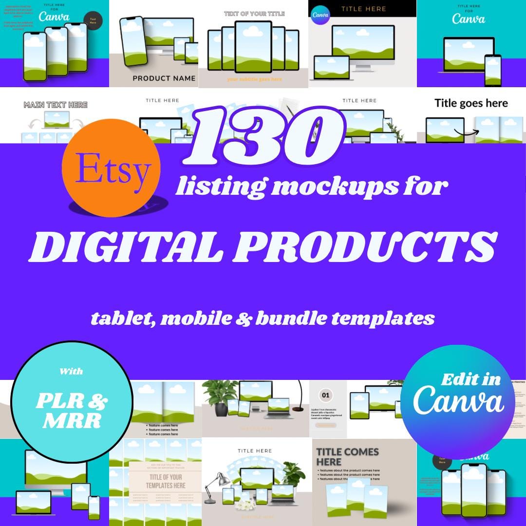 130 Etsy Listing Mockup Templates, Digital Product Drag and Drop ...