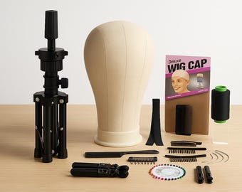 Cabezal de peluca con trípode ajustable: soporte para maniquí ideal para pelucas, peinado, costura e instalación de pelucas de encaje.