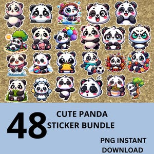 Adorable calcomanía de panda, calcomanía de animal lindo, regalo para amantes de los pandas, arte de panda de dibujos animados, calcomanía de vinilo, calcomanía para computadora portátil, regalo para amantes de la vida silvestre, arte de panda.