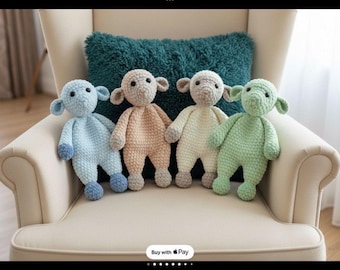 Handmade to Order Crochet Sheep Baby Toddler Comforter / Blanket Snuggler - different colour options  - Soft Plush Chenille wool