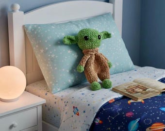 Handmade to Order - Crochet Grogu - The Child Mandalorian Inspired Comforter Snuggler Blanket - soft chenille wool