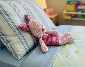 Handmade to Order - Piglet Winnie the Pooh Inspired Comforter Snuggler Blanket - soft chenille wool