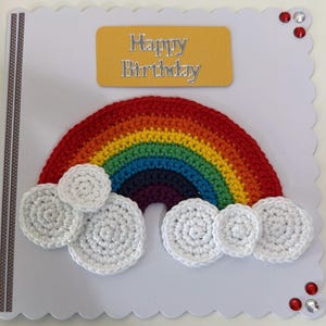 Carte de voeux arc-en-ciel - Crochet fait main - sentiment au choix et carte - personnalisable / personnalisé