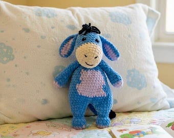 Handmade to Order - Eeyore Winnie the Pooh Inspired Comforter Snuggler Blanket - soft chenille wool