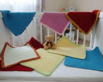 Handmade to Order Comforter Blanket Square Any Colour Crochet Baby Toddler Comforter Blanket Snuggler Soft Plush Chenille - 14 inch square