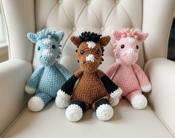 Handmade to Order Horse Pony Any Colour Crochet Baby Toddler Comforter Blanket Snuggler Soft Plush Chenille