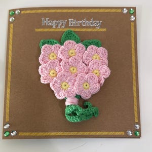 Carte de voeux bouquet de fleurs - crochet fait main - choix de la couleur de la fleur, du sentiment et de la carte - personnalisable - personnalisée