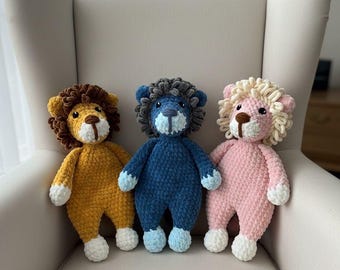 Handmade to Order Crochet Lion Baby Toddler Comforter / Blanket - Soft Plush Chenille wool