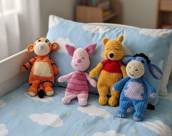 Handmade to Order - Tigger Eeyore Piglet and Winnie the Pooh Inspired Comforter Snuggler Blanket - soft chenille wool