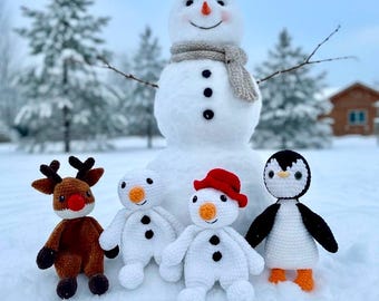 Handmade Crochet Snowman Rudolph Penguin Baby Toddler Comforter Snuggler - Optional Hat - Soft Plush Chenille wool - Christmas - any colour