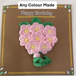 Carte de voeux bouquet de fleurs - crochet fait main - choix de la couleur de la fleur, du sentiment et de la carte - personnalisable - personnalisée