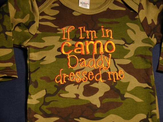 If I/'m In Camo Daddy Dressed Me Hot Pink Bodysuit Camouflage Baby Dress NB-18M