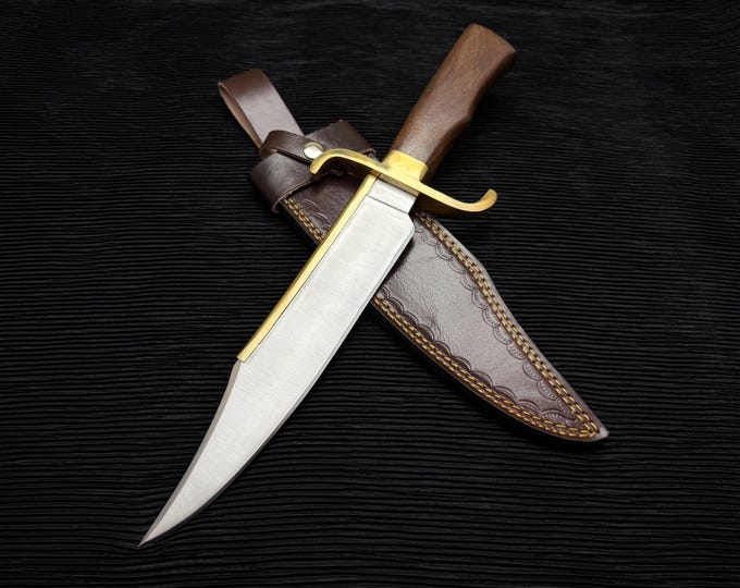 Handmade D2 Steel Alamo Musso Bowie Knife with Leather Sheath