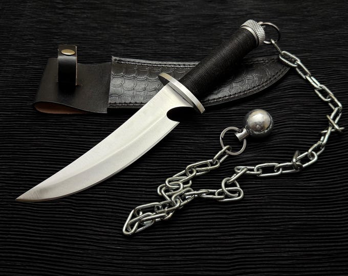 Handmade D2 Steel Ninja Assassin Replica Knife with Leather Sheath