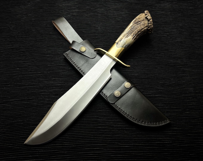Inglourious Basterds Aldo Raine Replica Bowie Knife: Handmade D2 Steel Blade with Leather Sheath