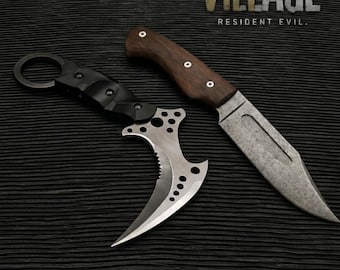 Collection of Resident Evil Village Knives with Leather Sheath | Full Tang Game Replica Props