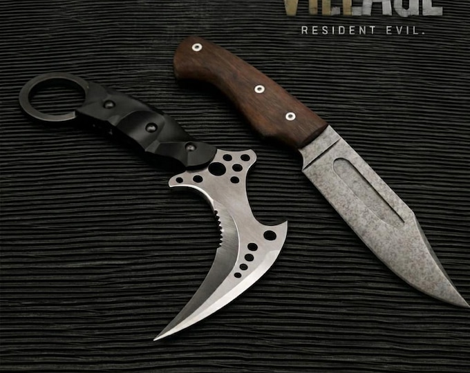 Collection of Resident Evil Village Knives with Leather Sheath | Full Tang Game Replica Props