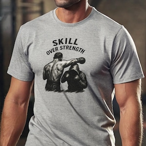 Skill Over Strength Boxing Shirt | Vintage Boxing Gift for Him | Boxing Fan Apparel | Fighter Training Tee | Gym & Sparring T-Shirt