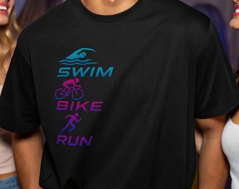Futuristic Triathlon Shirt | Swim Bike Run Triathlete T-Shirt | Cool Tech-Style Triathlon Tee for Runners, Cyclists & Swimmers