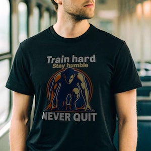 Track and Field T-Shirt, Running, Motivational Workout Tee, Train Hard Stay Humble Shirt, Unisex Cotton Tee, Gift for Gym Lovers, Activewear