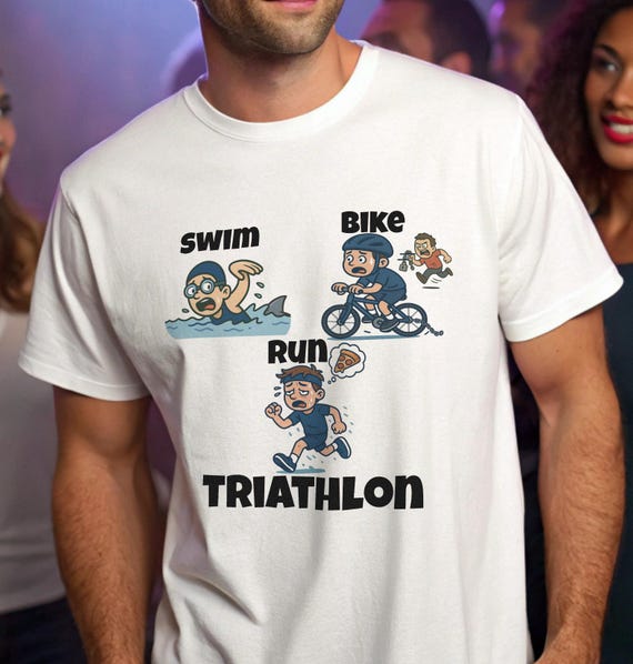 Funny Triathlon Shirt Gift Swim Bike Run Pizza Gift for