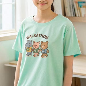 Walkathon Bear Unisex Heavy Cotton Tee, Cute Animal Shirt, Track and Field T-Shirt, Fitness Apparel, Gift for Runners, Cartoon Tee