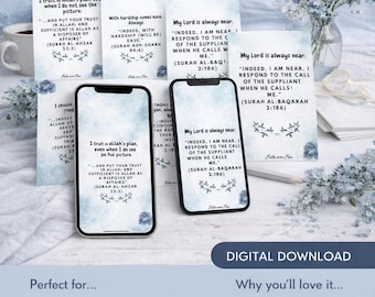 Quranic Affirmation Cards | Islamic Du'a & Reminder Set (PDF)