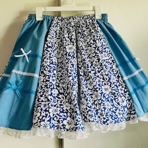 Handmad Vintage Inspired Blue Aloha Full Circle Skirt