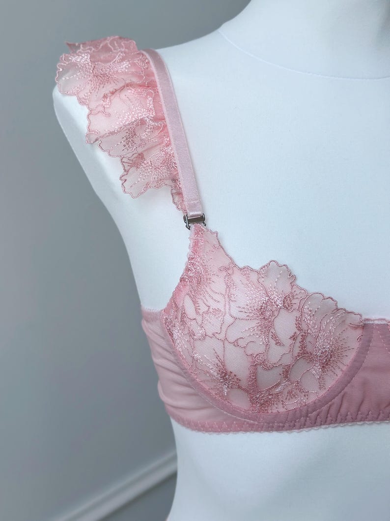 Bridal White Lace Lingerie Set, Sheer Bra Thong and Garter, Elegant ...