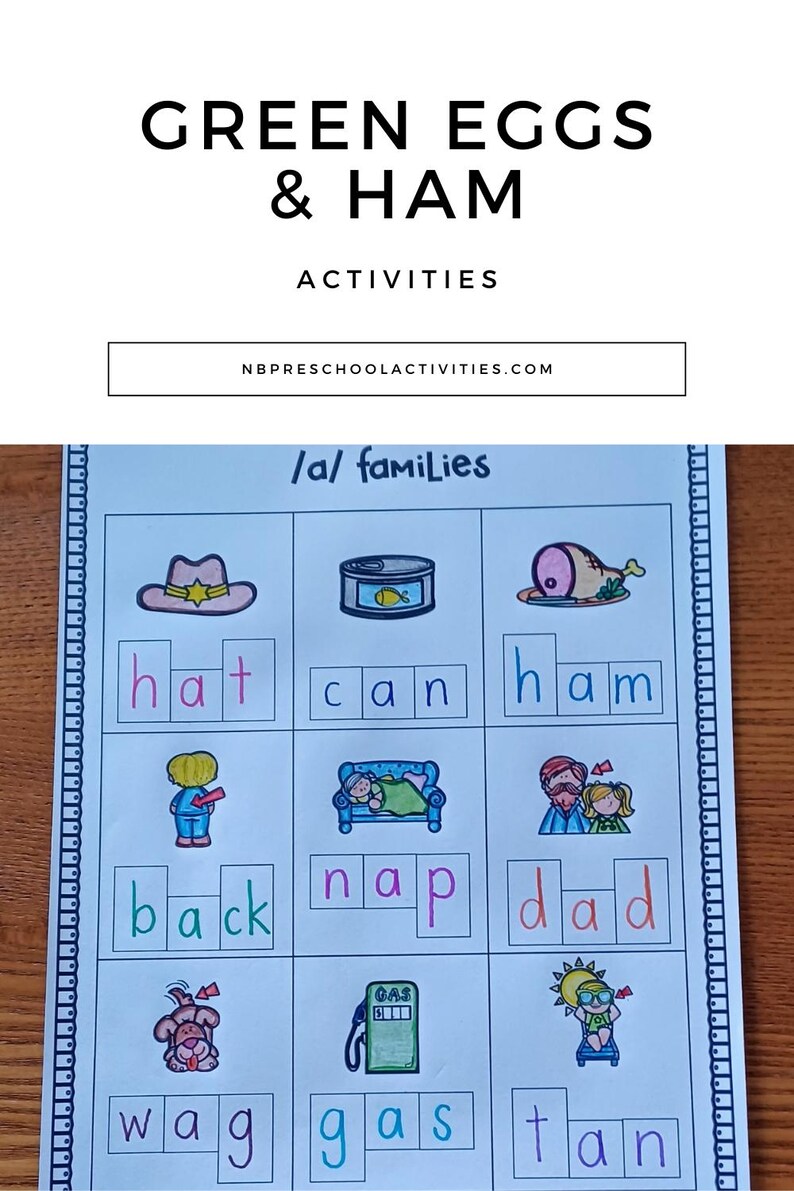 Ham Worksheet Green Eggs and Ham Activities - Word Families - Etsy