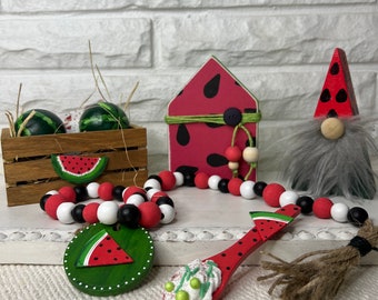 Watermelon tray decor for summertime, summertime watermelon decor, watermelon sign, watermelon gnome, summer watermelon