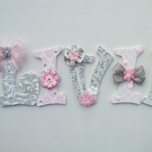 baby letters for baby shower gift, girl nursery wall decor name, decorative name letters for little girl's room wall decor