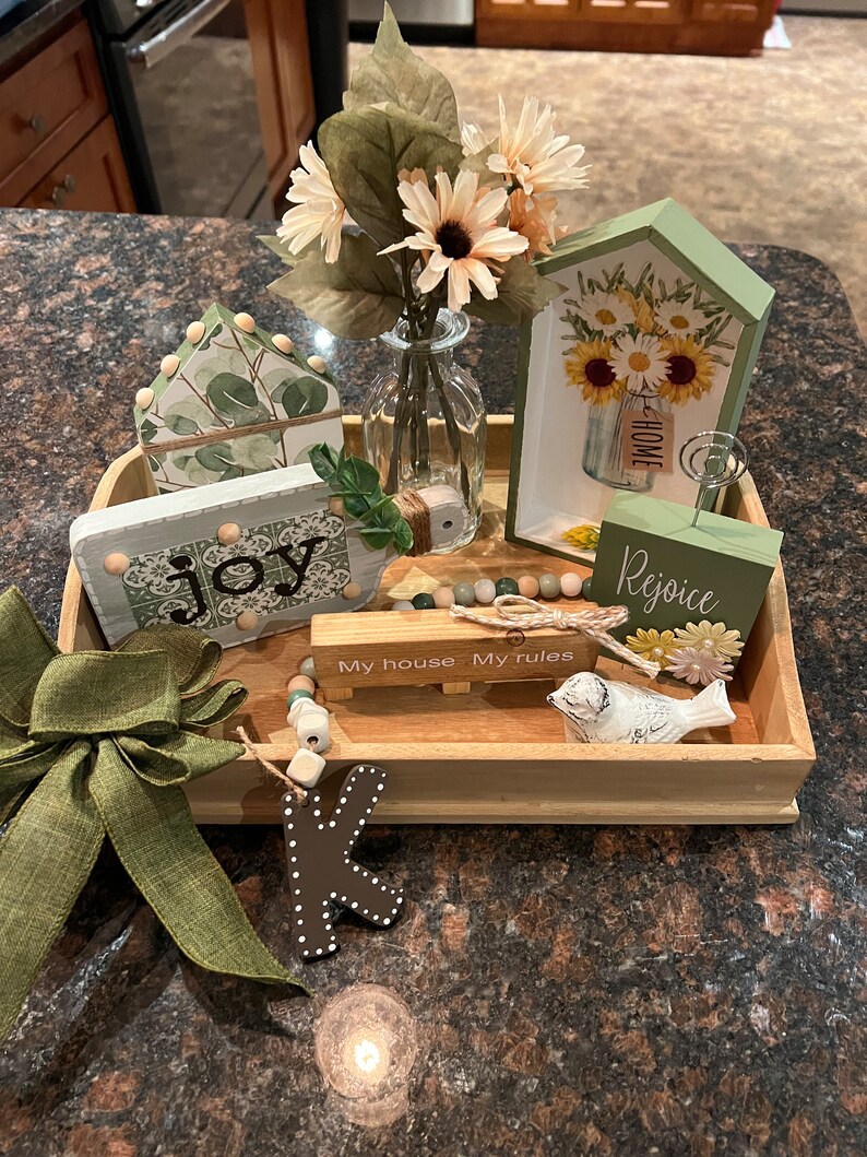 PERSONALIZED and custom 8 piece minimum Tier Tray decor with the theme and colors of your choice, made just for you tray not included afbeelding 4